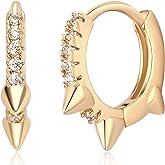 MEVECCO Dainty Gold Hoop Earrings for Women 18K Gold Plated Spike Huggie Hoop Earrings Geometry Handmade Minimalist Hypoallergenic Hoop Earrings for Her Gifts