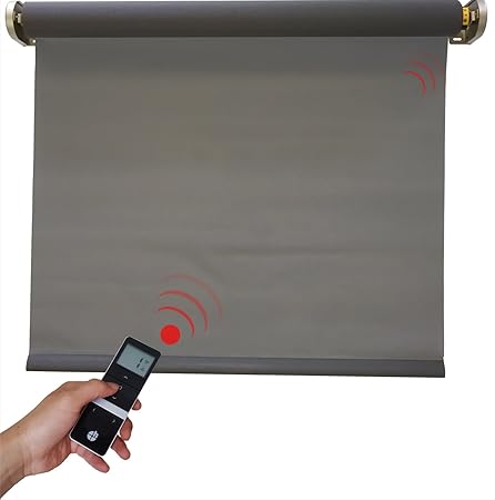 h Elektrisches Sonnenschutzrollo, inkl. Motor, grau, 5% Gewebe-Öffnungsrate, 800x2500 mm -NEU- (1 ST)