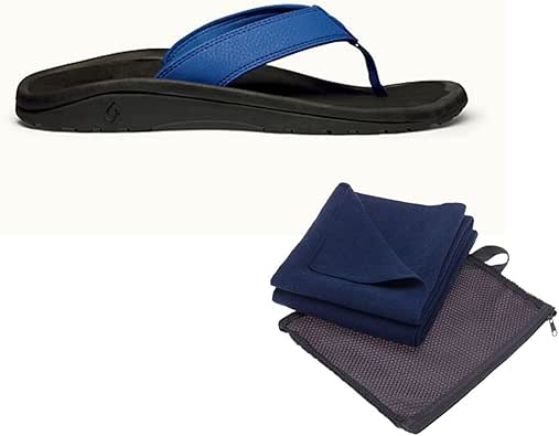 Amazon.com | OLUKAI Men's Ohana - Blue Hawaiian/Black - 12 w/Free Microfiber Towel | Sandals