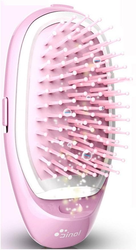 Hair Straightener BrushNegative ion comb anti-static massage straight hair comb portable modeling comb,Pink