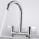 Keyohome Kitchen Sink Mixer Taps 2 Hole 360° Swivel Chrome UK Fittings view 5