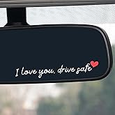 6 Pcs I Love You Drive Safe Mirror Stickers – Cute Car Decals for Women, Stickers for Rear View Mirror, Tumbler, Laptop, Heart Car Accessories (White and Red Heart)