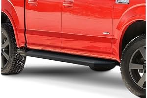 APS Black Running Boards Compatible with Ford F150 2015-2024 SuperCrew Cab & F150 Lightning 2022-2024 & F-250 F-350 Super Duty 2017-2024 Crew Cab (Nerf Bars Side Steps) 6in Wide Stainless Steel