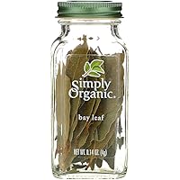 Simply Organic Whole Bay Leaf, 0.14 Ounce Glass Jar, Kosher, Sweet, Earthy Aroma, No ETO, Non GMO