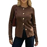 GORGLITTER Women's Button Down Lightweight Cardigan Crew Neck Long Sleeve Knitwear Tops