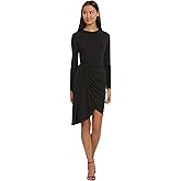 Donna Morgan Womens Long Sleeve Side Drape Dress