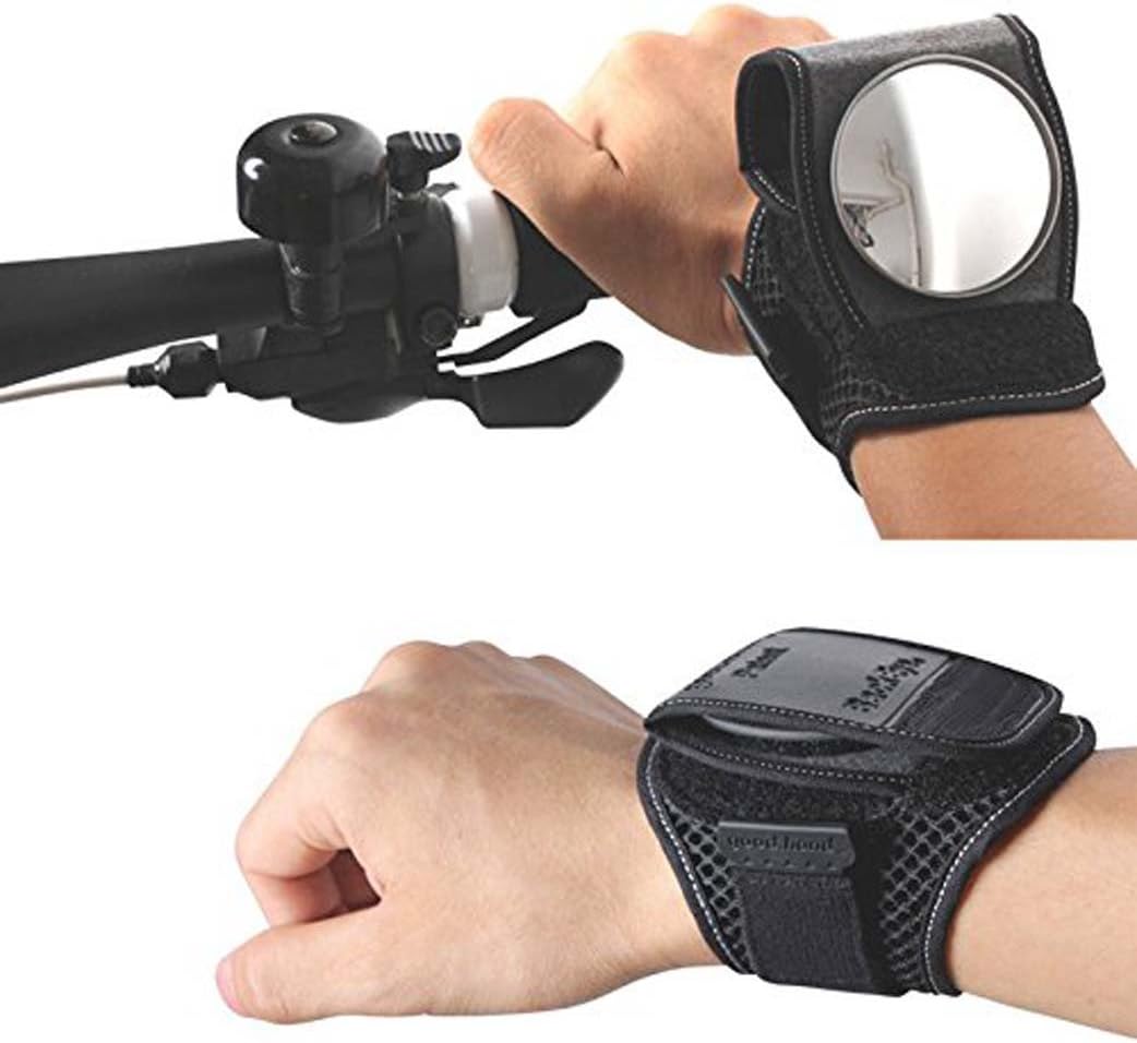 Kunzite Black Cycling Back Rear View Mirror Retroreflector Wrist Guards Wristbands with Built-in Back Mirror Bicycle Viewfinder