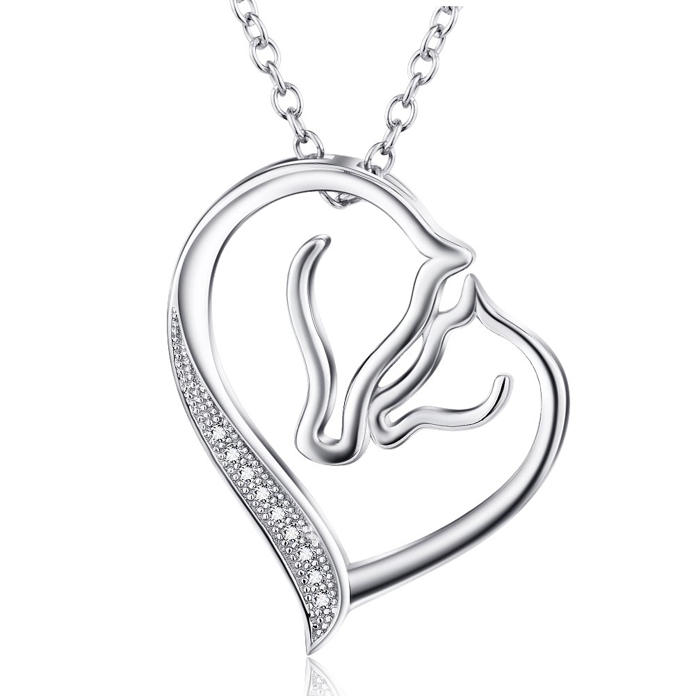 YFN Jewellery"Pure Love"925 Sterling Silver Horse Head Heart Pendant