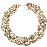 QQ Fashion Vintage Gold Egyptian Cleopatra Style Bold Snake Braided Chain Statement Bib Necklace,19.7