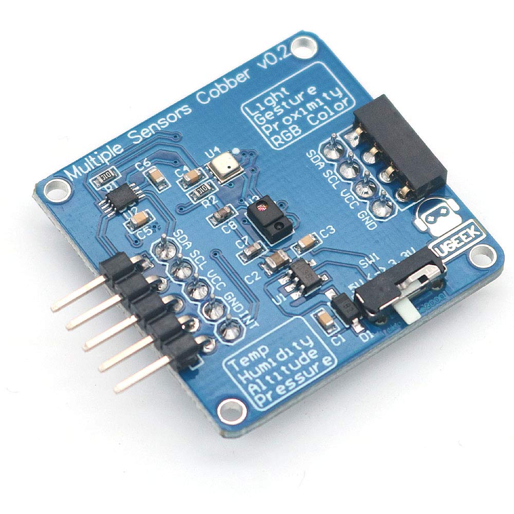 WINGONEER® Temperature, Barometric, Altitude, Light, Humidity Five in One Sensor Module for Arduino Raspberry Pi 3 2 B+,Support Stack