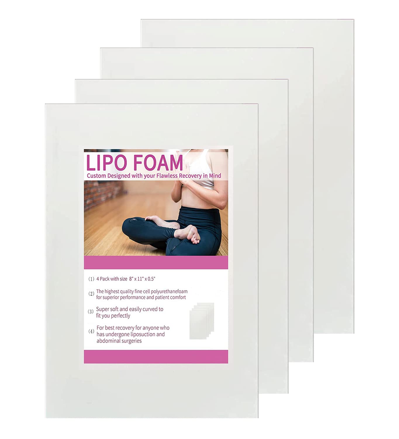 Photo 1 of KAIHENG Lipo Foam Board 4Pack Liposuction Surgery waist-supports Foam Sheet for Recovery BBL Supplies 8"X11" Lipo Foam Pads for Post Surgery Help Out When Using Ab Board Compression Garments