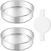 LIANYU 8 Inch Round Cake Pan Set of 2, Stainless Steel Baking Pans with 60 PCS Parchment Paper, Metal Circle Layer Cake Tins for Birthday Christmas Party, Oven & Dishwasher Safe