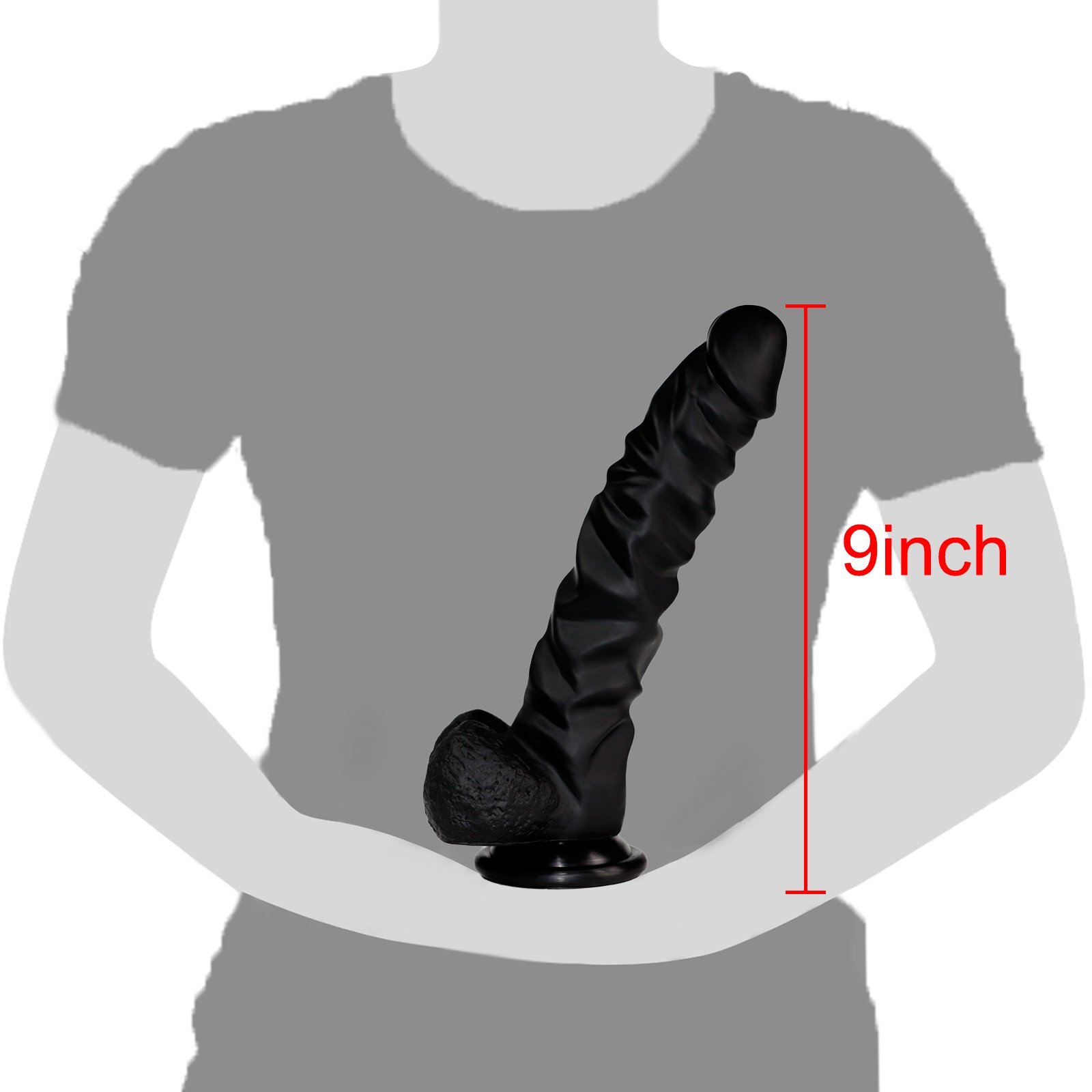 Tracy\'s Dog 9 Inch Liquid Silicone Dildo with Suction Cup Realistic Odorless Stimulative Penis Sex Toy (Black)