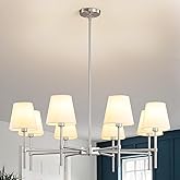RUIYEY Dining Room Chandeliers Light - Modern Brushed Nickel Chandelier, 8-Light Metal Farmhouse Dining Room Light Fixture, E