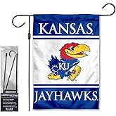 Kansas KU Jayhawks Garden Banner Flag with Flag Pole Stand Set