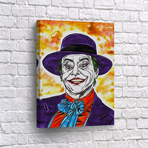 Buy4Wall Jack Nicholson Joker Comics CANVAS PRINT Old School Wall Art Decorative Home Decor Poster Artwork Framed and Stretched- Ready to Hang -%100 Handmade in the USA - 22x15