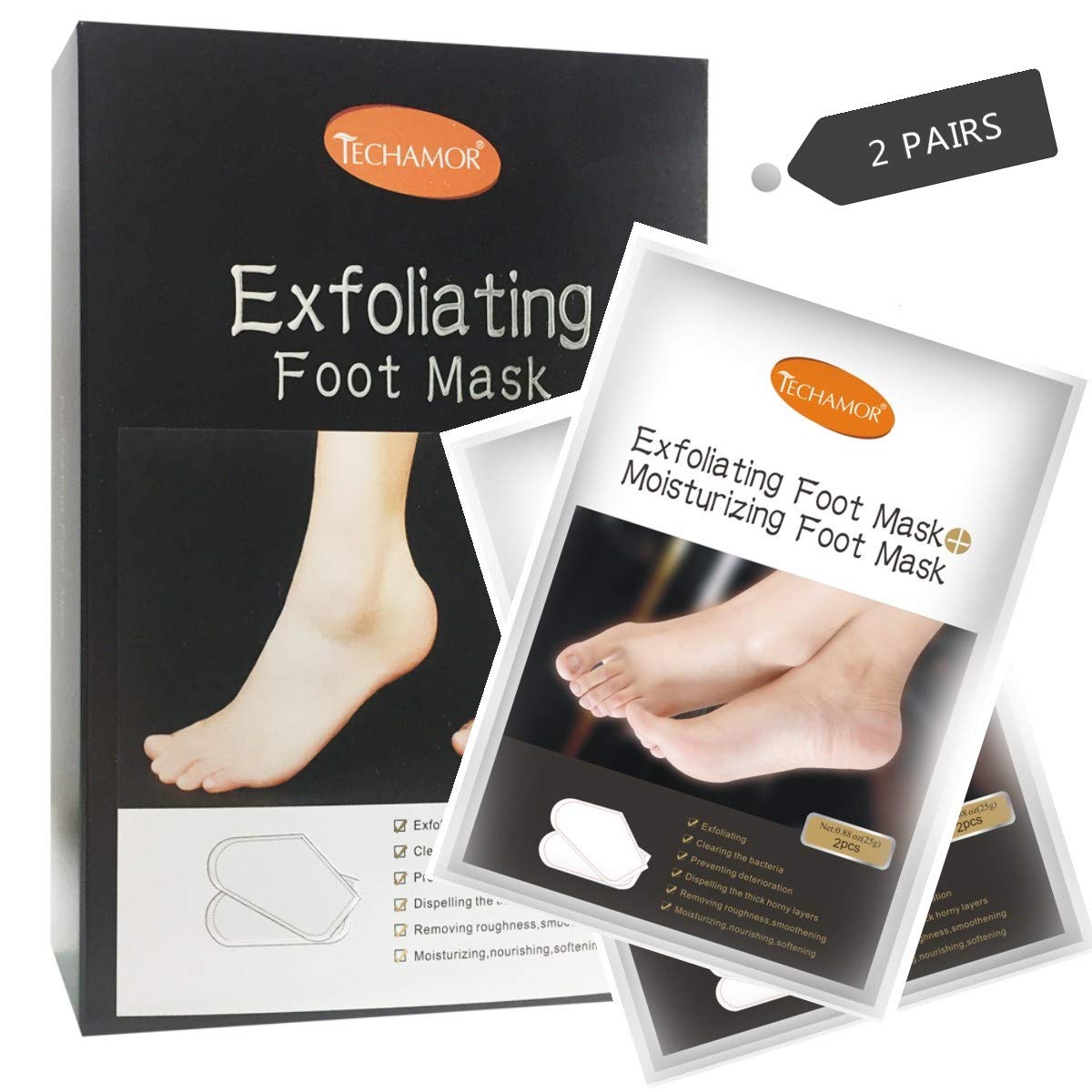 Exfoliating Foot Mask,Foot Peel Mask (2 Pairs,) Peeling Away Calluses and Dead Skin Cells,Make Your Feet Baby Soft and Energetic,Exfoliating Foot Mask,Make Your Feet Smooth Like Silk.