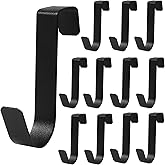 Bonsicoky 12 Pack Over The Cabinet Door Hooks - Cabinet Organizer Holder Hanger Hook Over Door - Cabinet Hooks for Hanging Stocking Clothes Towels - Black