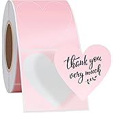 HYBSK 2 Inch Pink Heart Thermal Labels for Personalized Custom Supplies - Cute Thermal Printer Label for Small Business - 500pcs per Roll (Heart)