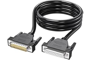 JUXINICE DB25 Male to Female Cable 16FT, 26awg Tinned Copper Wires,Double-Shielded with Foil &Metal Braid, D-SUB 25 PIN RS232