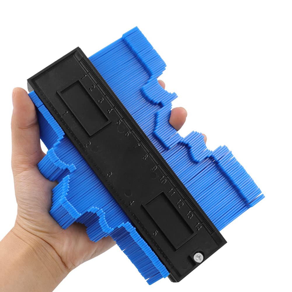 Contour Gauge Duplicator, Outline Marking Tool, Outline Gauge, Profile Tool, Profile Measuring Tool, Profile Gauge Ruled, for Precise Measurement Tiling Laminate Wood Marking Tool, Blue