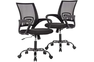 BestOffice Mesh Computer Back Support Modern Executive Adjustable Task Rolling Swivel Chair for Women,Men(2 Pack) (Black)