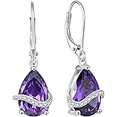 Inpasne Teardrop Dangle Drop Earrings for Women 925 Sterling Silver Leverback Earrings Birthstone Jewelry Gifts for Her