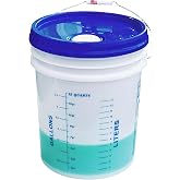 5 Gallon Measuring Mixing Graduated Bucket Pail Food Grade Leakproof Spout Lid Chemical Heat &amp; Impact Resistant BPA Free Storage Alloy Handle Thickened HD Polypropylene Premium Quality FDA Compliant