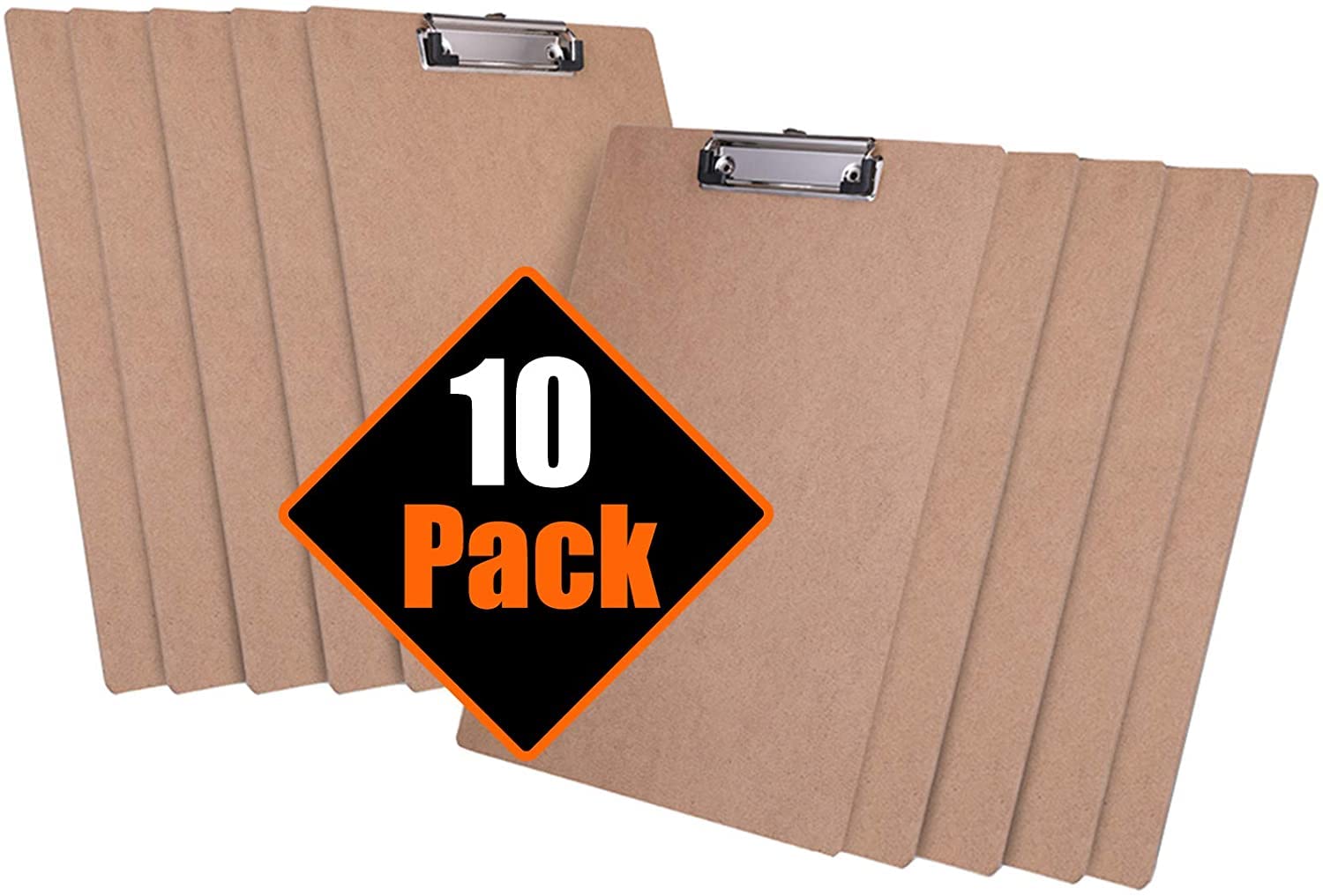 JAKAGO Clipboard A4,Sturdy Wooden A4 Clipboards with Hanging Hole & Low Profile Metal Clip, Apply to School Office Warehouse Everyday Use (10-Pack)