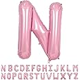 40 Inch Pink Letter Balloons, Large N Letter Balloons Foil Helium Balloons, Mylar Big Single Alphabet N Balloons, Pink Balloo