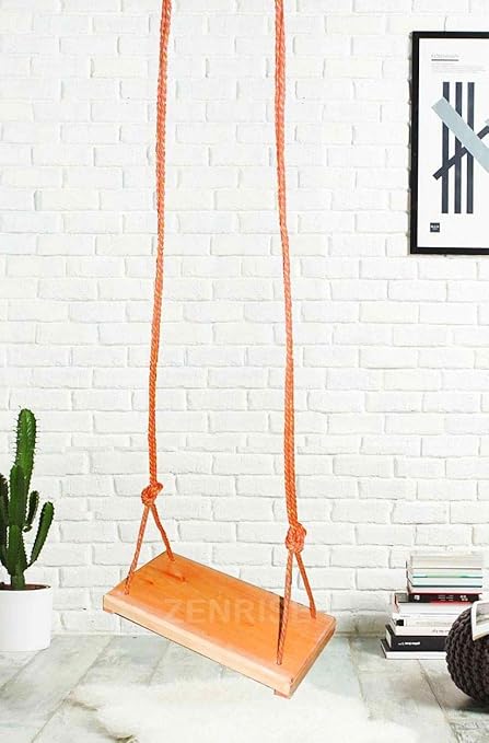 ZENRISE 1.5 Feet Indoor and Outdoor Hanging Wooden Swing for Home, Living Room, Balcony,