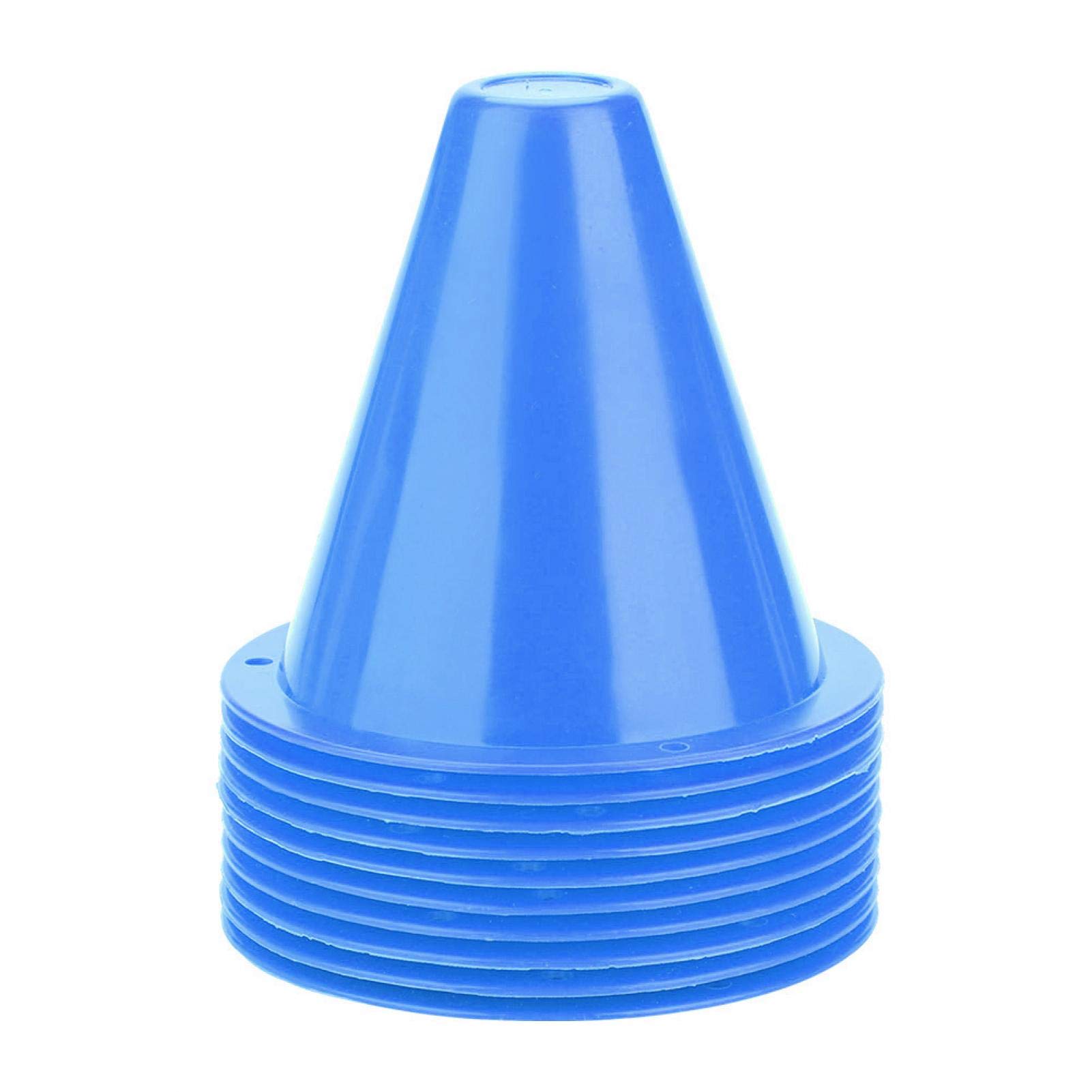 Alomejor 10pcs Sports Cones Sets, Soccer Training Cone Markers Plastic Agility Safety Disc Cones for Soccer Football Basketball Footwork Training(Blue)