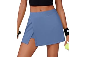 PINSPARK Tennis Skirts for Women High Waisted Golf Skorts with Shorts Pockets Side Slit Athletic Skirt for Running Pickleball