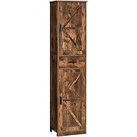 WEENFON Tall Bathroom Cabinet with 6 Shelves, Narrow Linen Cabinet with 2 Doors & 1 Drawer, Freestanding Storage Cabinet, for