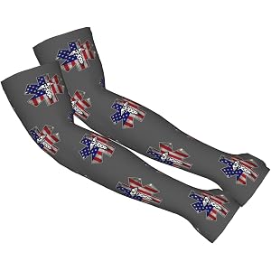 AHUNARLOP Paramedic USA American Flag EMS EMT Arm Sleeves for Men Women - UV Sun Protection Cooling Compression