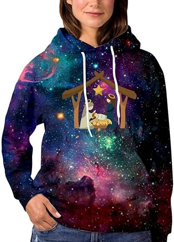 Womens Ugly Christmas Sweater: -Berek- Womens Black background cotton ramie blend pull over long 