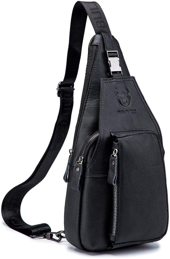 Leather chest bag, the first layer of leather, multifunctional