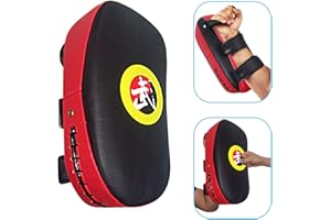 TLBTEK Taekwondo Kick Pad PU Muay Thai Pads MMA Karate Kick Pads Kickboxing Training Pads Martial Arts Punching Pads Leather Strike Curved Kicking Shield