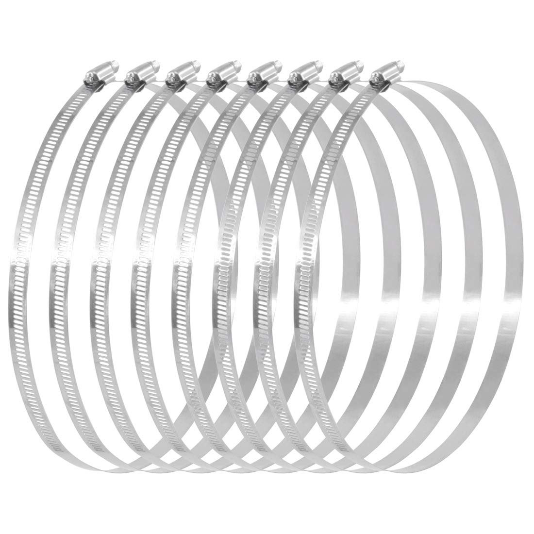 Swpeet 8Pcs 7.5-8.5inch (194-216mm) Hose Clamp 304 Stainless Steel Adjustable Range Worm Gear Hose Clamp Fuel Line Clamp Perfect for Plumbing, Automotive and Mechanical Applications