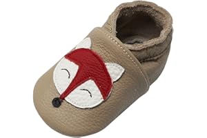 YALION Soft Leather Baby Shoes Moccasins Slip-on Boys Girls Slippers with Elastic Ankle, Anti-Slip First Walking Crib Shoes for Infant Toddlers