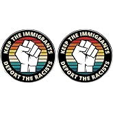 2 Pcs Keep the Immigrants Deport the Racists Pins, Anti-Deportation Pro-Immigrant Fist Round Button Pins, Men's and Women's Activity Metal Alloy Badges