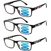 ZOECENT 3 Pack Progressive Multifocus Reading Glasses for Women Men Blue Light Blocking Spring Hinges Computer Readers (Mix Color, 1.00, multiplier_x)