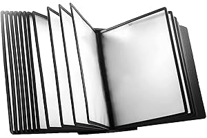 PAUANI Wall Mount Reference Organizer, 20 Double-Sided Display Pockets, Flip and Find Reference Display Document Holder, PVC and Metal File Organizer for Desk, for Meeting Poster Display and Storage