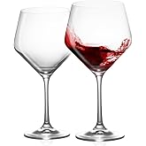 KAMMAK Wine Glasses Set of 2, 20 oz Hand Blown Crystal Bordeaux Wine Glasses, Thin Rim & Long Stem, Perfect for Red & White, Daily Use, Wedding Anniversary or Birthday Gift with Gift Box, Jenny
