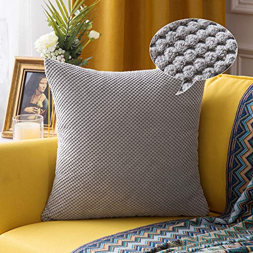 MIULEE Cushion Covers Soft Polyester Granules Square Pillow Cases with Decorative Granules Solid for Sofa, Bedroom, Living Room, 50 x 50 cm, 20 x 20 Inches, 1 Piece Light Grey