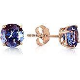14k Solid Rose Gold Stud Earrings with 0.95 Carat Natural Tanzanite