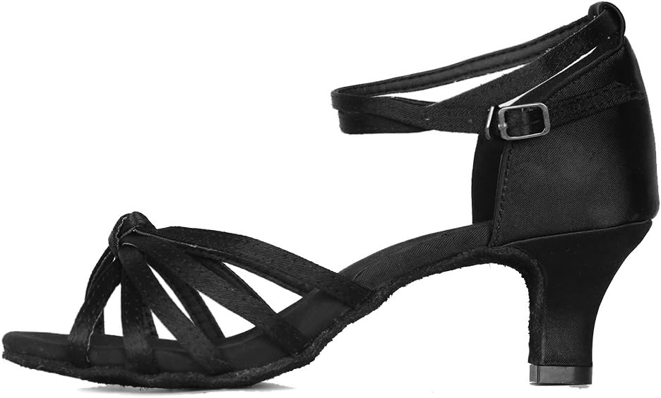 YKXLM Women's Satin/Leather Latin Dance Shoes Standard Salsa Performance Ballroom Shoes,Model UK217