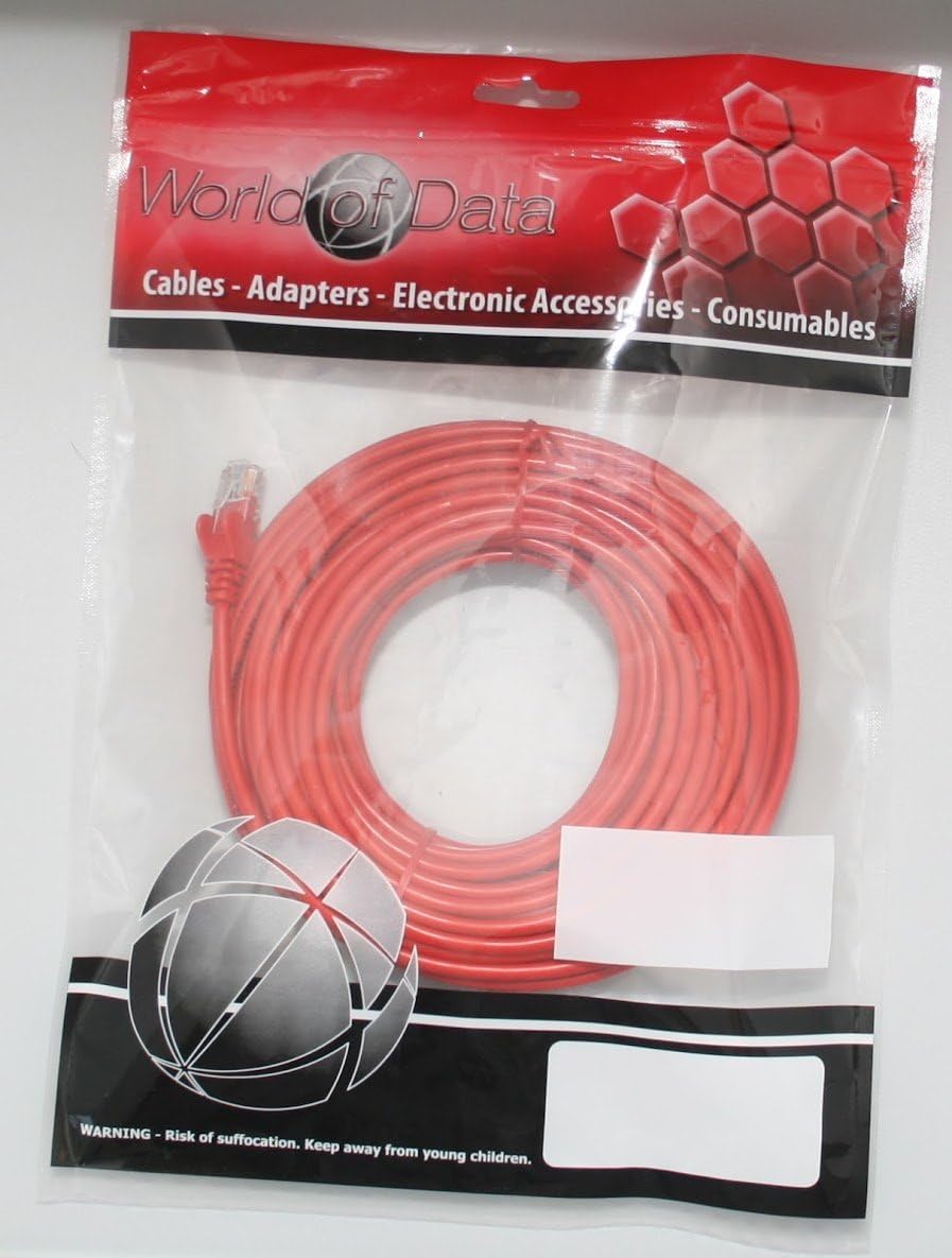 World of Data 2m RED CAT6 Network Cable (100% Copper Wire) - RJ45 - Ethernet - Patch - LAN - 10/100/1000 - Gigabit - Image 3
