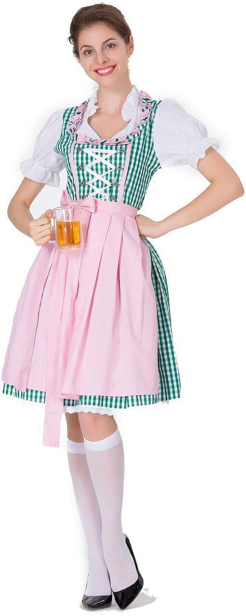 Amazon Pp Dd ハロウィン 変装 メード服 仮装 衣装 可愛い エプロン付き ビール服 ドイツ 民族衣装 コスプレ コスチューム ビールガール チェック柄 派手な民族衣装 ドイツ祭り ビールイベント メイド ディアンドル チロリアン イベント 演出服 3色選べる S グリーン