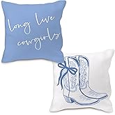 Nvotell Cowgirl Boots Pillow Covers - Long Live Cowgirls, Western Cowboy Cowgirl Boot Decor for Home, Blue Coquette Throw Pillow Covers 18x18 Set of 2